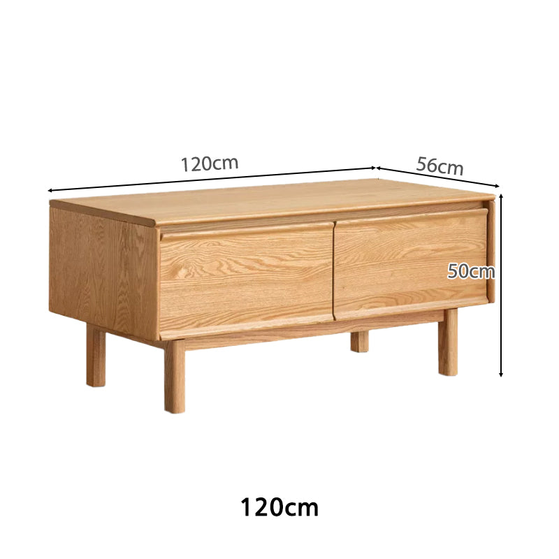 Sabrina solid oak coffee table with drawer in natural finish – view 8