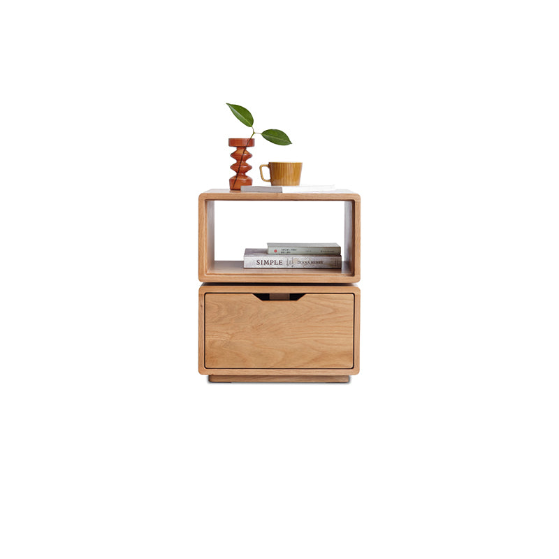 Sage Solid American Oak Side Table with Swivel Top and Drawer – view 7