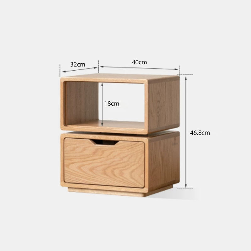 Sage Solid American Oak Side Table with Swivel Top and Drawer – view 9