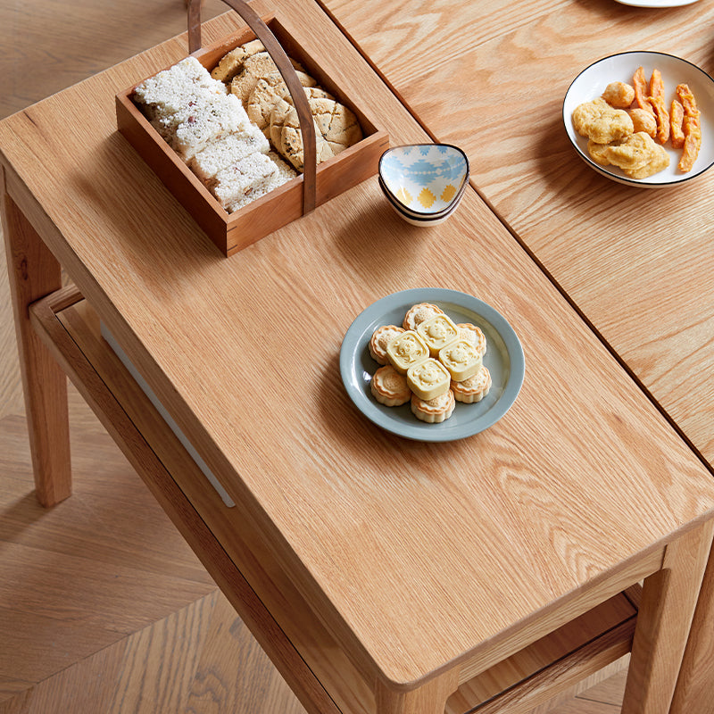 Samson solid American oak mobile side table on castors – view 10