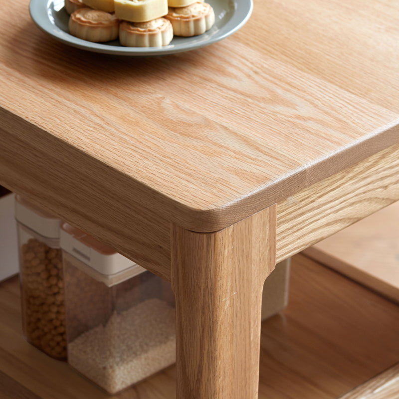 Samson solid American oak mobile side table on castors – view 11