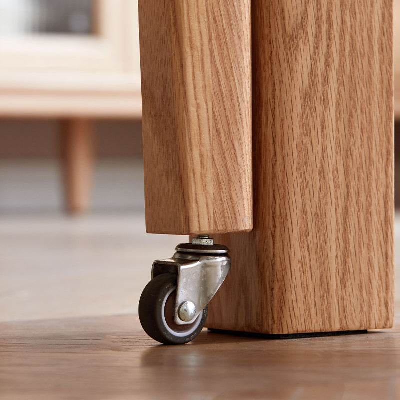Samson solid American oak mobile side table on castors – view 14