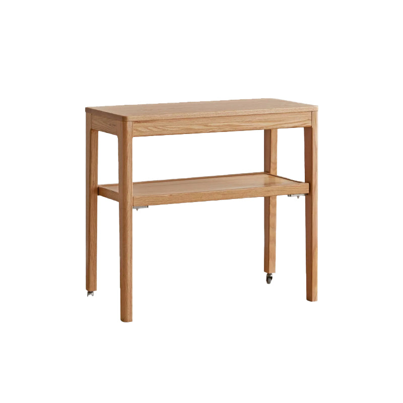 Samson solid American oak mobile side table on castors – view 15