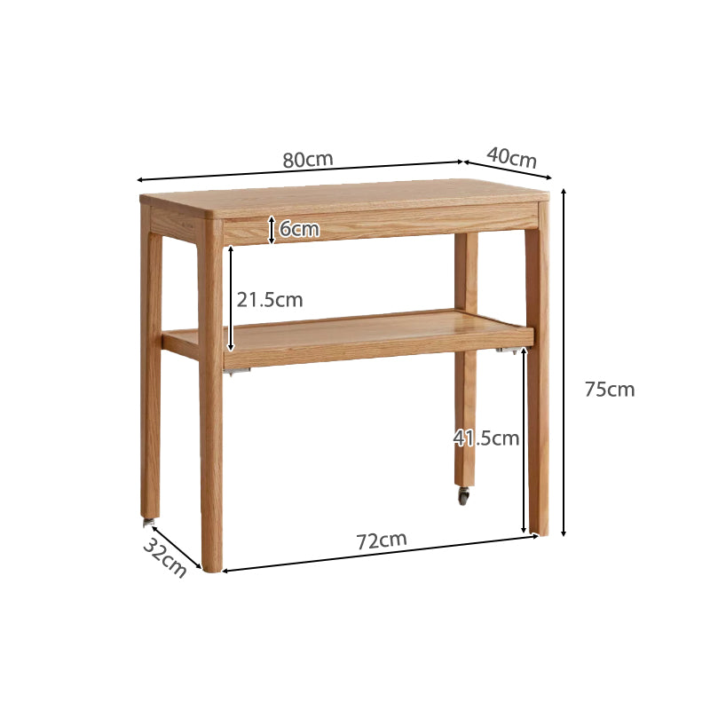 Samson solid American oak mobile side table on castors – view 16