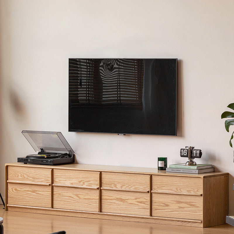 Samuel FAS-Graded Solid Oak TV Unit with 4 Drawers 200cm 220cm 240cm – Natural Wood 2.0m, Natural Wood 2.2m