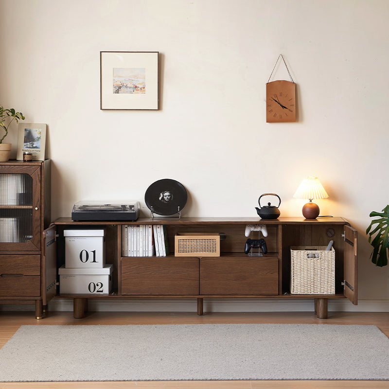 Sandra solid oak TV unit in walnut finish – view 2