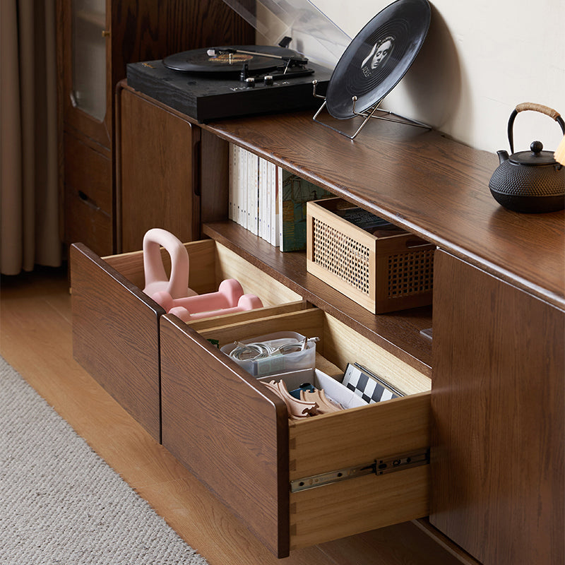 Sandra solid oak TV unit in walnut finish – view 5