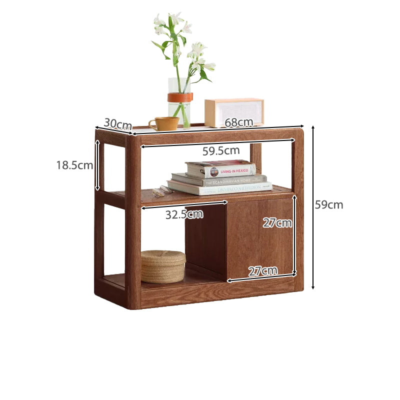 Sasha Solid American Oak Side Table with Ceramic and Castors 30cm – view 18
