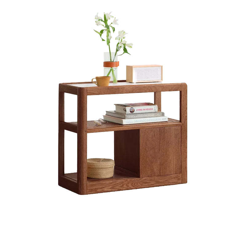 Sasha Solid American Oak Side Table with Ceramic and Castors 30cm – Walnut, view 17
