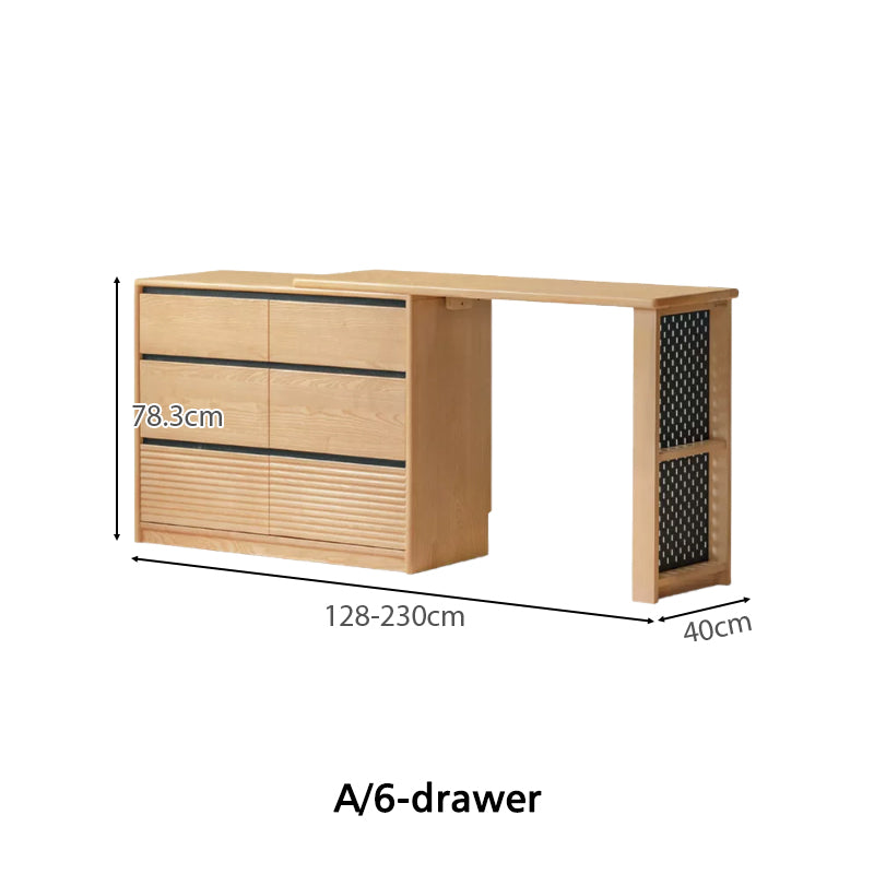 Shaina Solid Ash Dressing Table with 6 or 9 Drawers – view 20