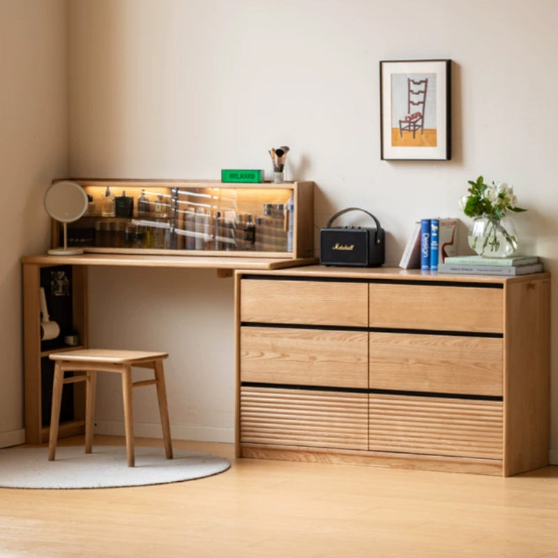 Shaina Solid Ash Dressing Table with 6 or 9 Drawers – view 3