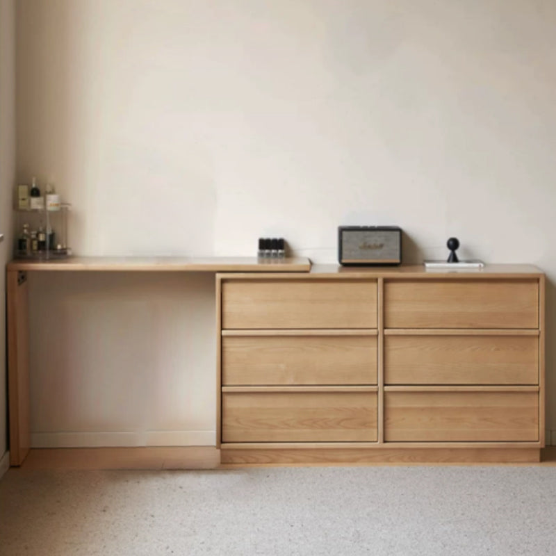 Sienna solid ash makeup vanity with six drawers