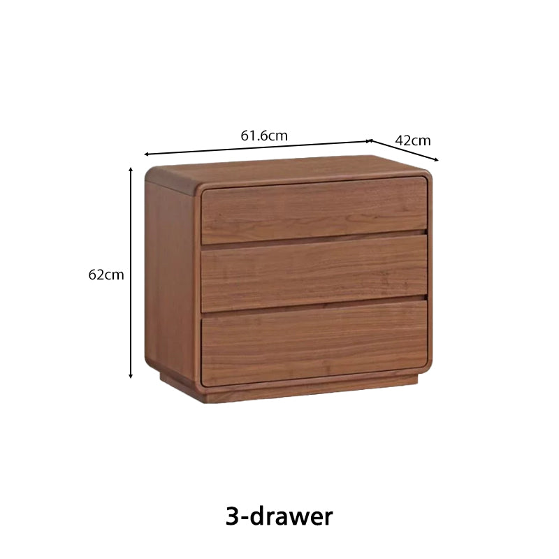 Simone solid black walnut bedside table with drawers – view 3