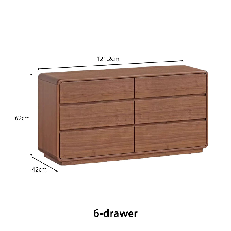Simone solid black walnut bedside table with drawers – view 6