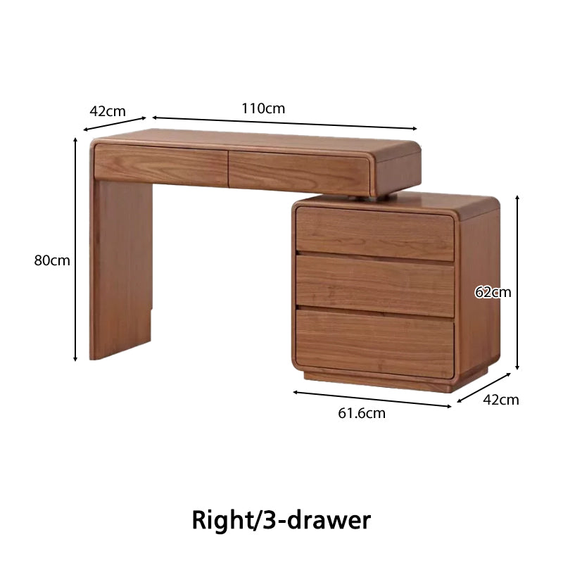 Simone solid black walnut dressing table with drawers – view 13