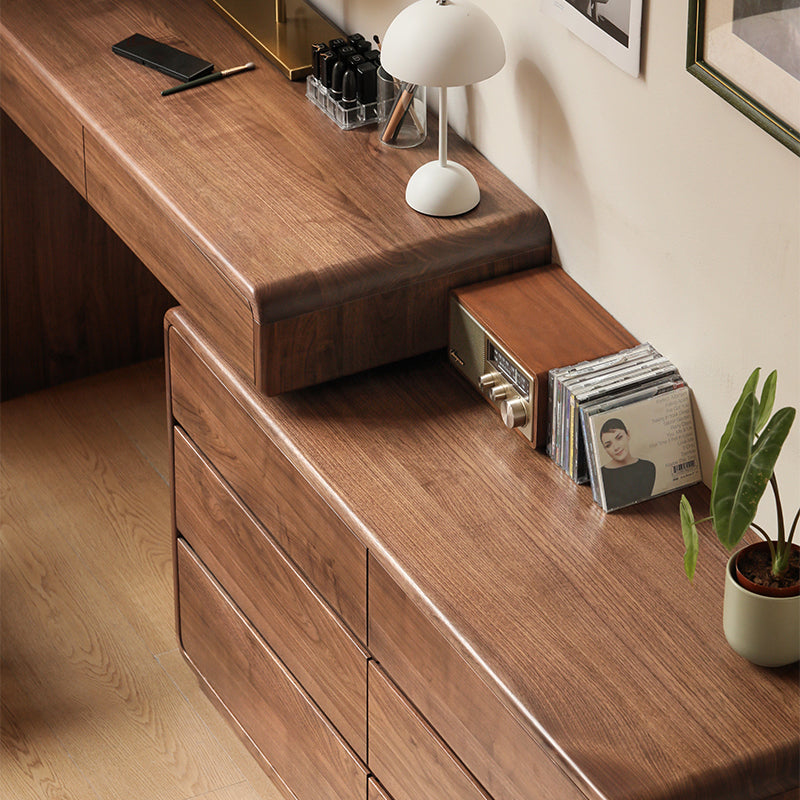 Simone solid black walnut dressing table with drawers – view 18