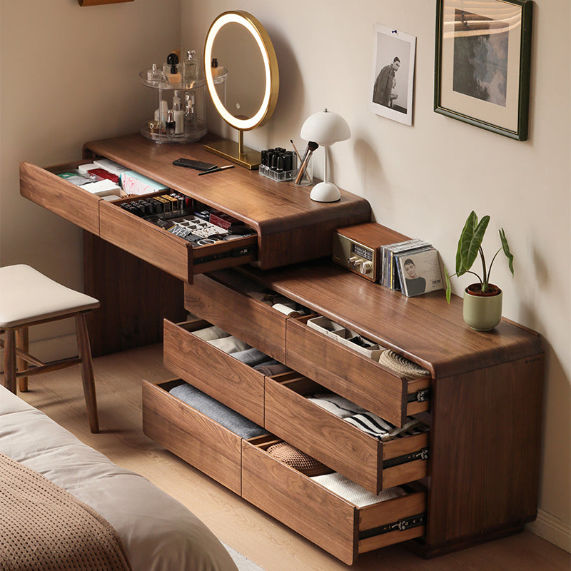 Simone solid black walnut dressing table with drawers – view 19