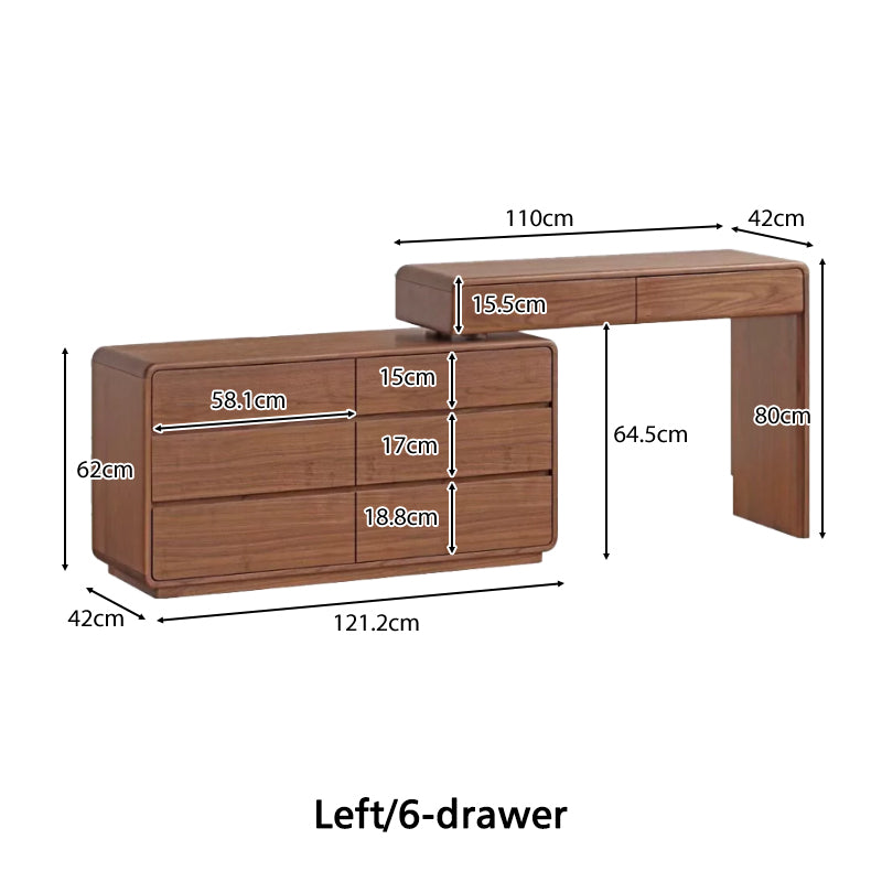 Simone solid black walnut dressing table with drawers – view 23
