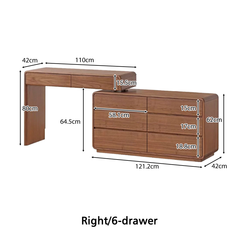 Simone solid black walnut dressing table with drawers – view 25
