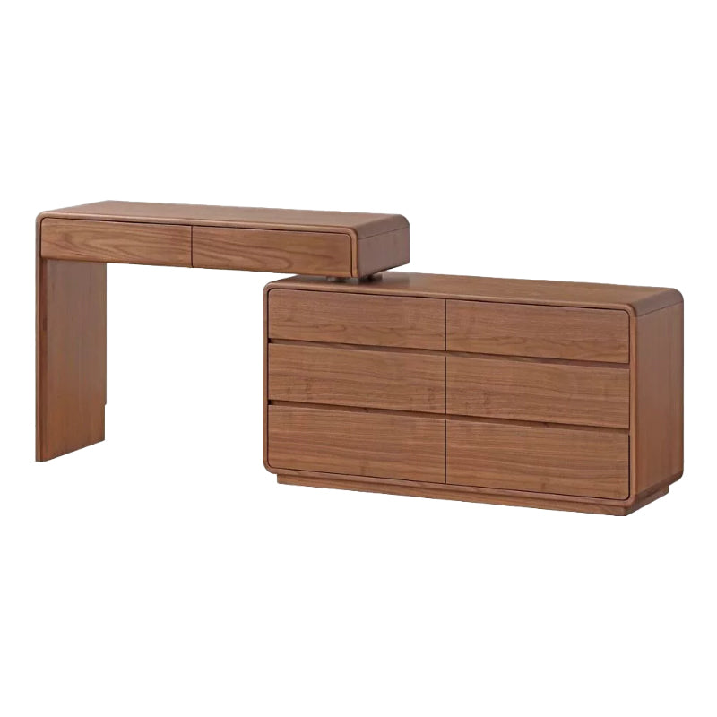 Simone solid black walnut dressing table with drawers – Right & 6-drawer, view 24