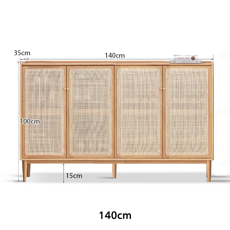 Ethel Solid American Oak 2-Door 3-Door Shoe Cabinet 65cm 80cm 140cm – view 14