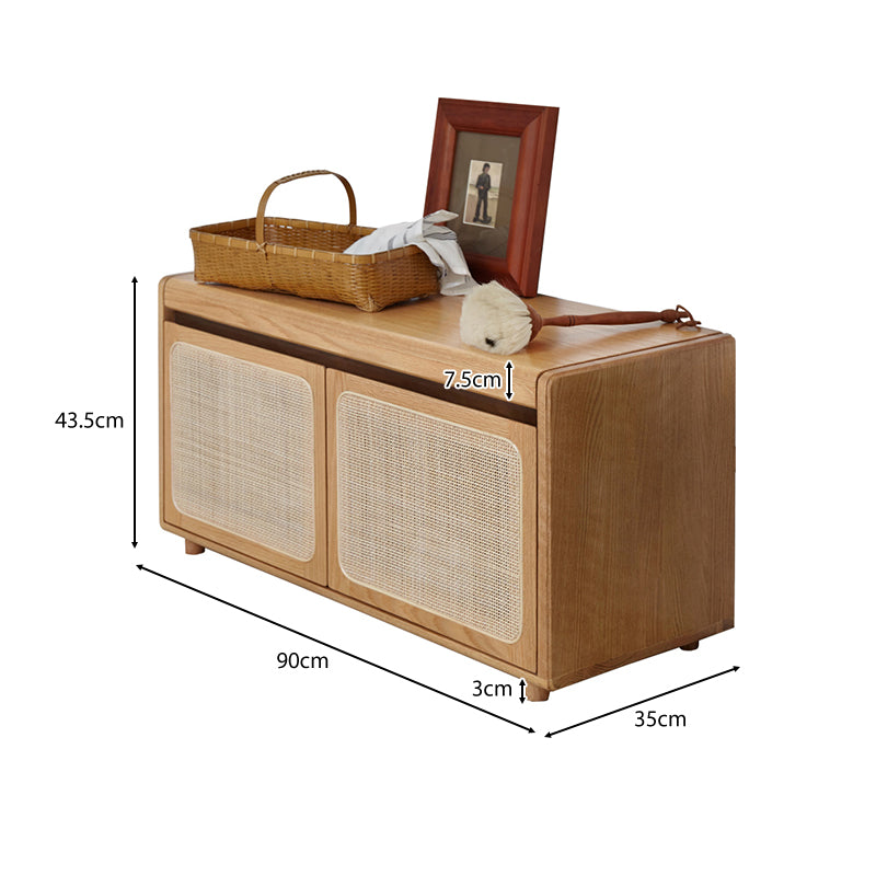 Courtney Solid American Oak 2-Door Shoe Cabinet and Shoe-Changing Stool 90cm – view 9