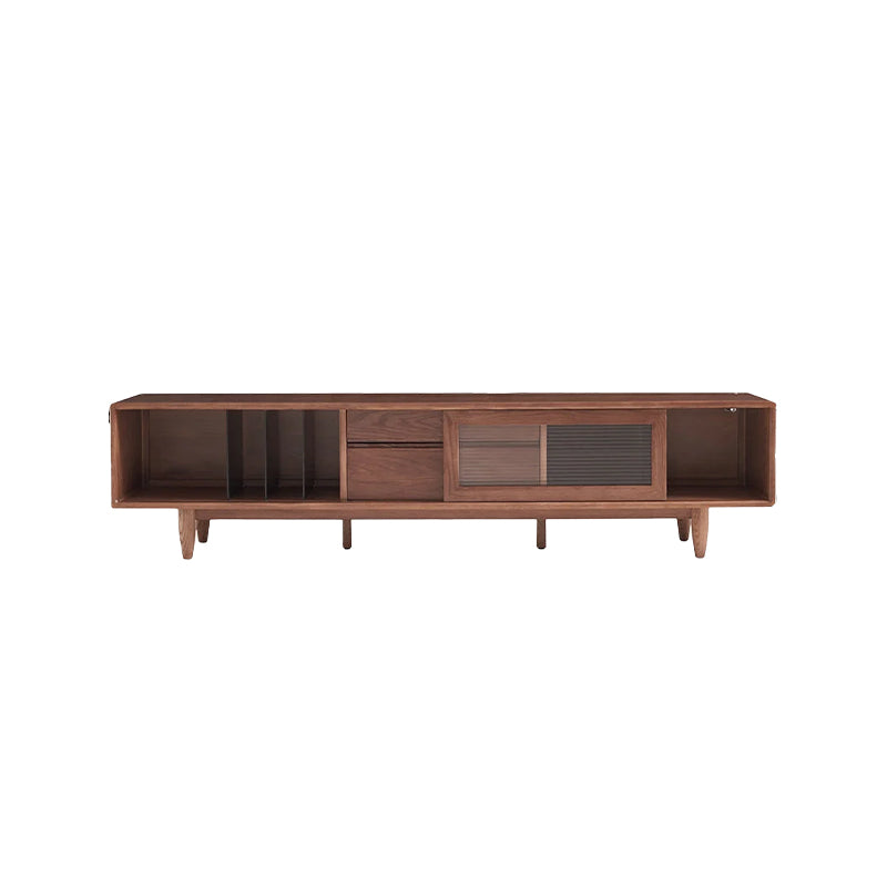 Koree TV Unit in Solid American Oak and Pine with Visible Storage, Walnut – view 6