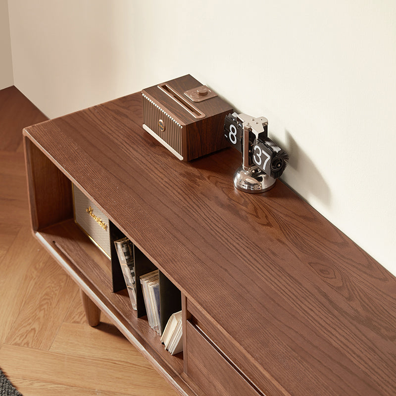 Koree TV Unit in Solid American Oak and Pine with Visible Storage, Walnut – view 8