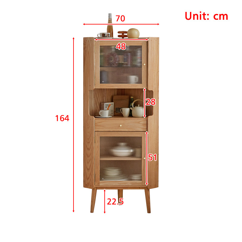 Wayne Solid American Oak Corner Shelf 70cm – view 8