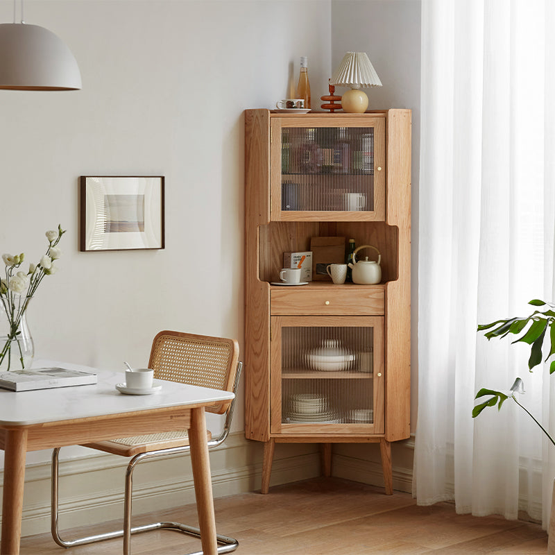 Wayne Solid American Oak Corner Shelf 70cm – Natural Wood