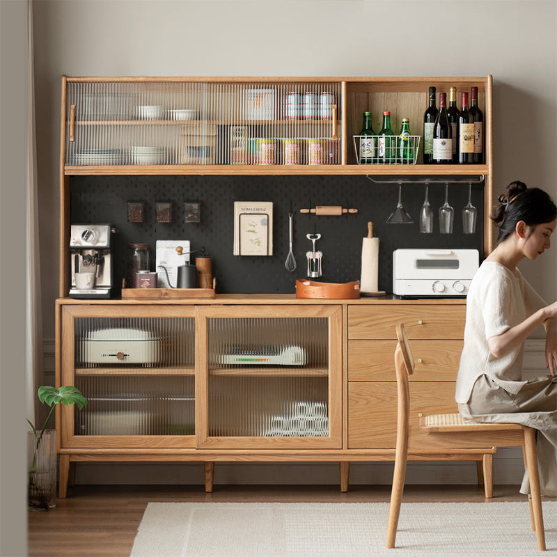 Keedy Solid American Oak Glass-Door Sideboard 125cm 150cm 180cm