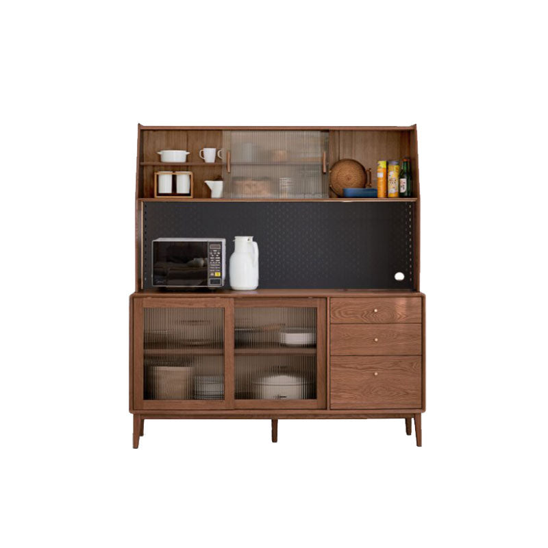 Keedy Solid American Oak Glass-Door Sideboard 125cm 150cm 180cm – Walnut 150cm, view 9
