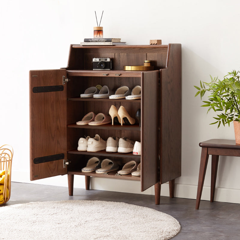 Solid American Oak 2-Door Shoe Cabinet 65cm 80cm – view 2