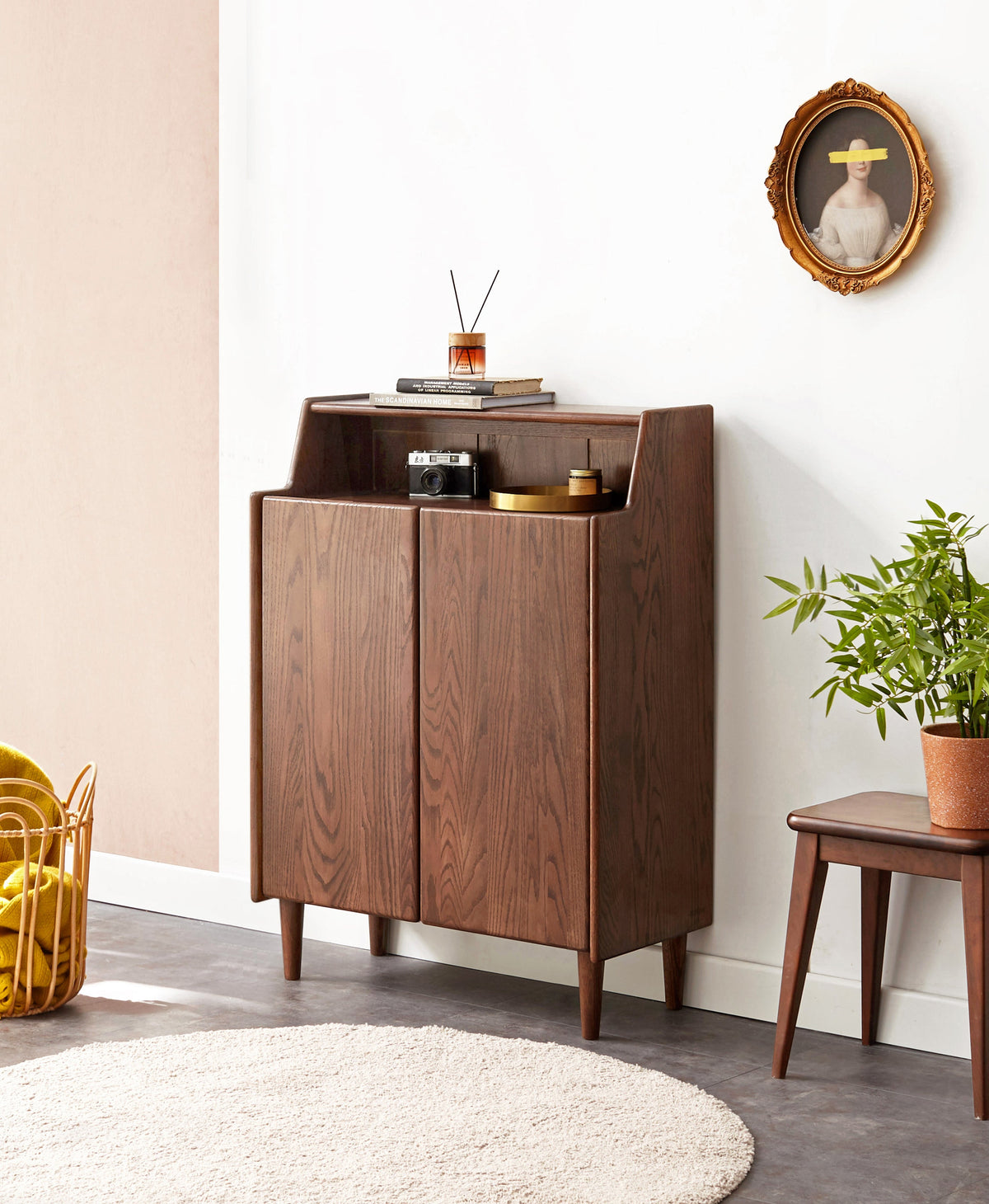 Solid American Oak 2-Door Shoe Cabinet 65cm 80cm – view 5