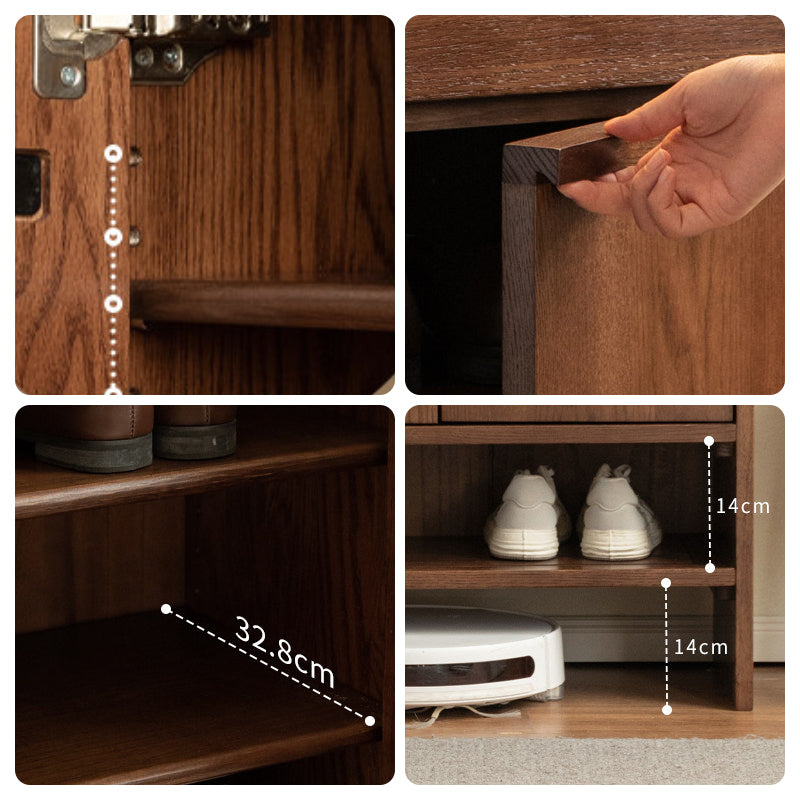 Imogen Shoe Cabinet in Solid American Oak with Pinewood, 80cm 110cm 140cm – view 11