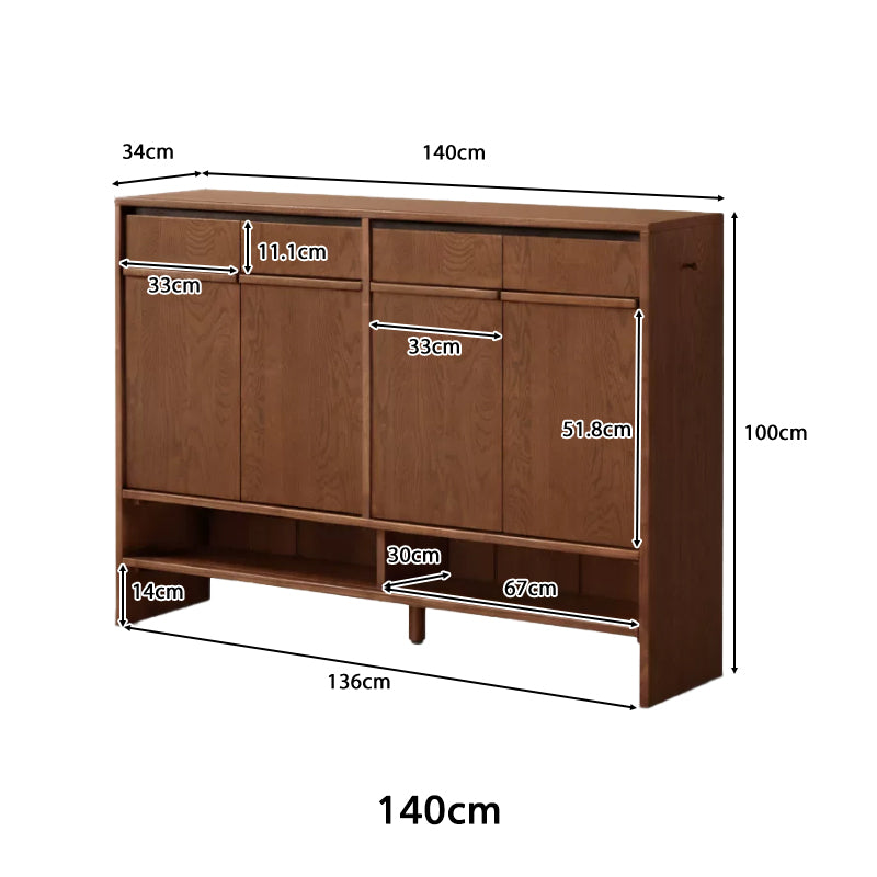 Imogen Shoe Cabinet in Solid American Oak with Pinewood, 80cm 110cm 140cm – view 13