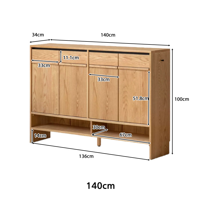 Imogen Shoe Cabinet in Solid American Oak with Pinewood, 80cm 110cm 140cm – view 25
