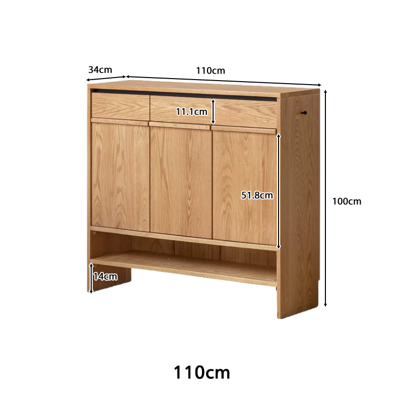 Imogen Shoe Cabinet in Solid American Oak with Pinewood, 80cm 110cm 140cm – view 30
