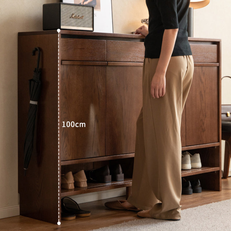 Imogen Shoe Cabinet in Solid American Oak with Pinewood, 80cm 110cm 140cm – view 6
