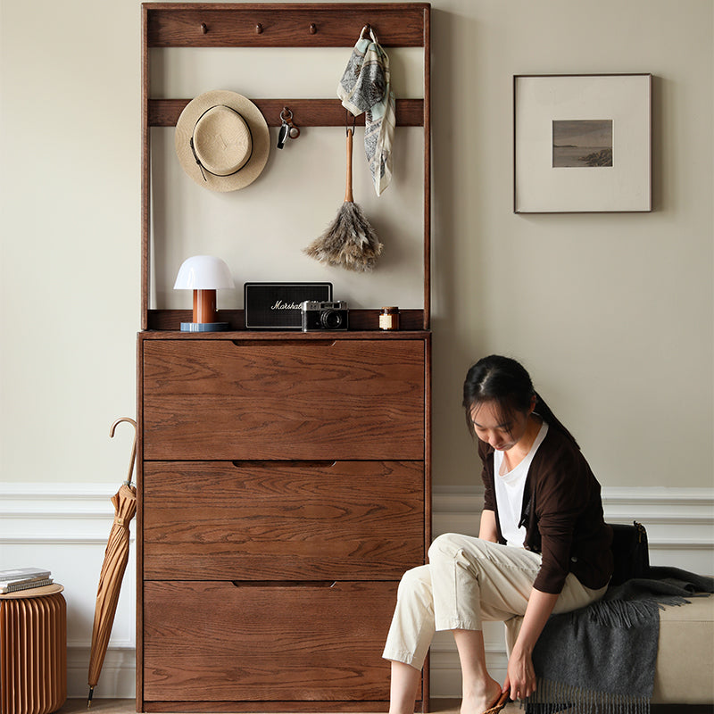 Scarlett Solid American Oak Ultra-Thin Shoe Cabinet 85cm – view 12