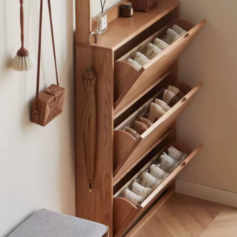 Scarlett Solid American Oak Ultra-Thin Shoe Cabinet 85cm – view 18