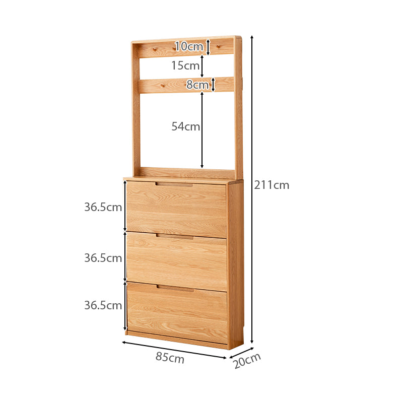 Scarlett Solid American Oak Ultra-Thin Shoe Cabinet 85cm – view 9