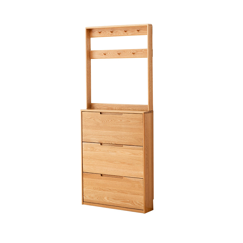 Scarlett Solid American Oak Ultra-Thin Shoe Cabinet 85cm – Natural Wood, view 8