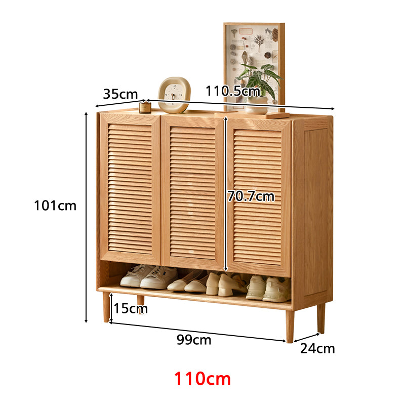 Ursula Solid American Oak 2-Door 3-Door Shoe Cabinet 75cm 110cm – view 9