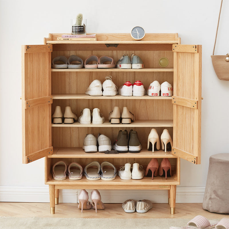 Zahra Solid American Oak Slatted Shoe Cabinet 48cm 80cm – view 2