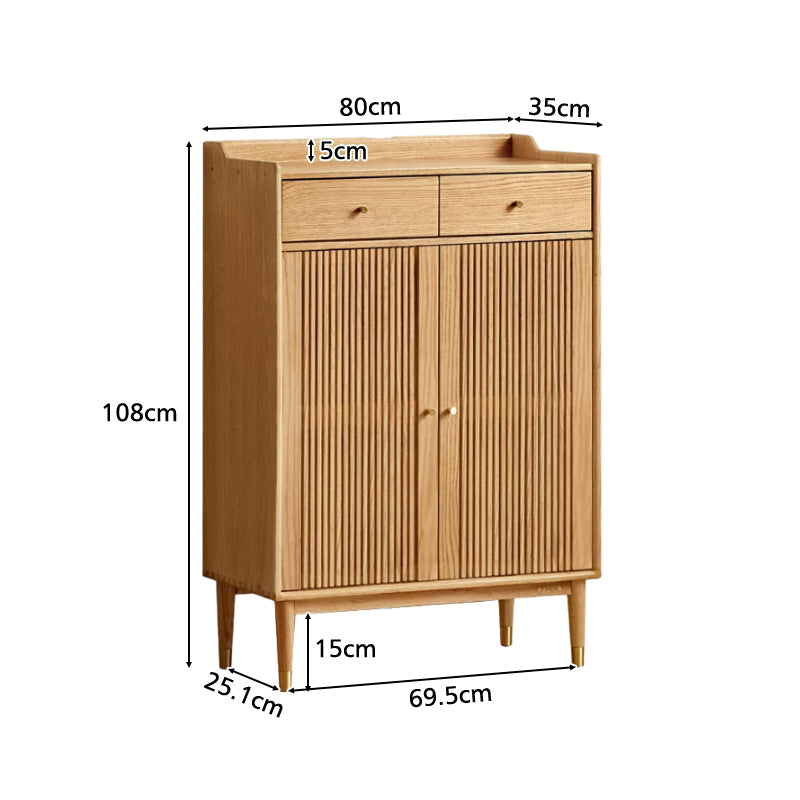 Zain Solid American Oak Slatted Shoe Cabinet 80cm – view 14