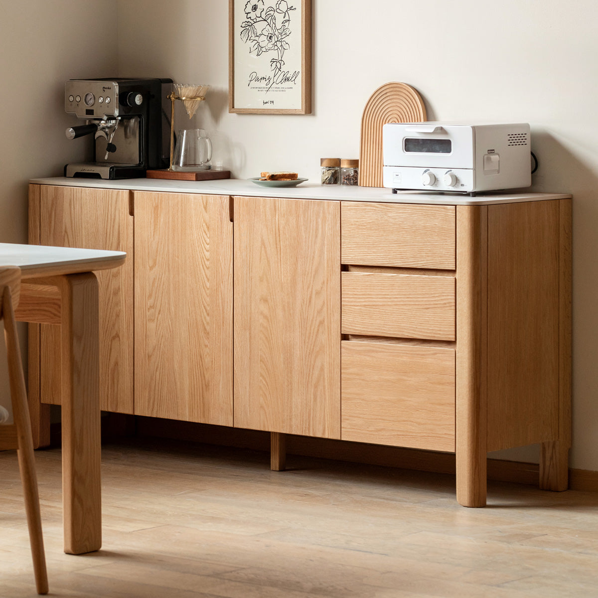 Mainn Solid American Oak Ceramic-Top Sideboard 150cm 180cm – view 10