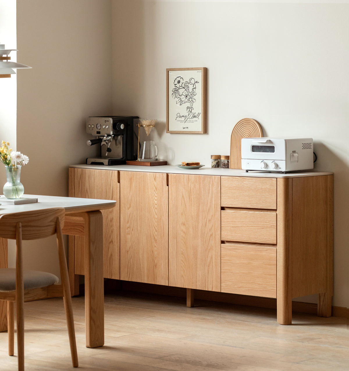 Mainn Solid American Oak Ceramic-Top Sideboard 150cm 180cm – view 6