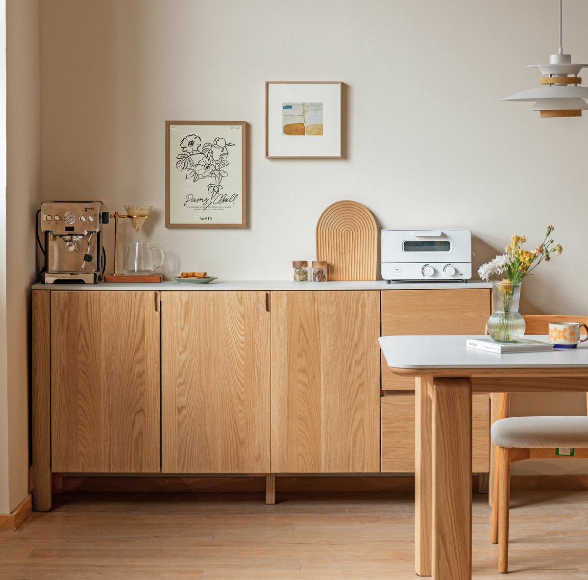 Mainn Solid American Oak Ceramic-Top Sideboard 150cm 180cm – view 7