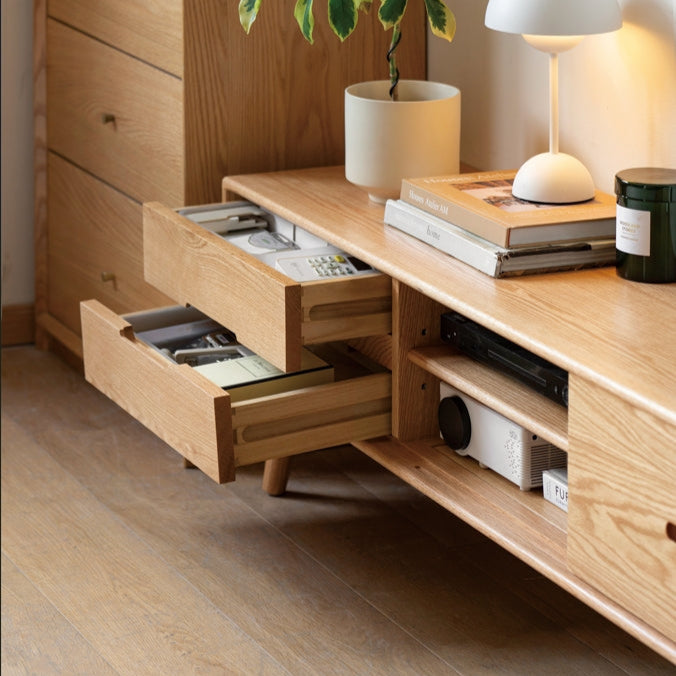 Daubs Solid American Oak Sliding-Door TV Unit 150cm 180cm – view 2